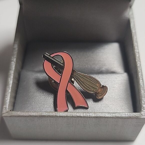 PAMPERED CHEF...“Help Whip Cancer”.Pink Ribbon Lapel Pin Breast Cancer Awareness - Picture 1 of 2